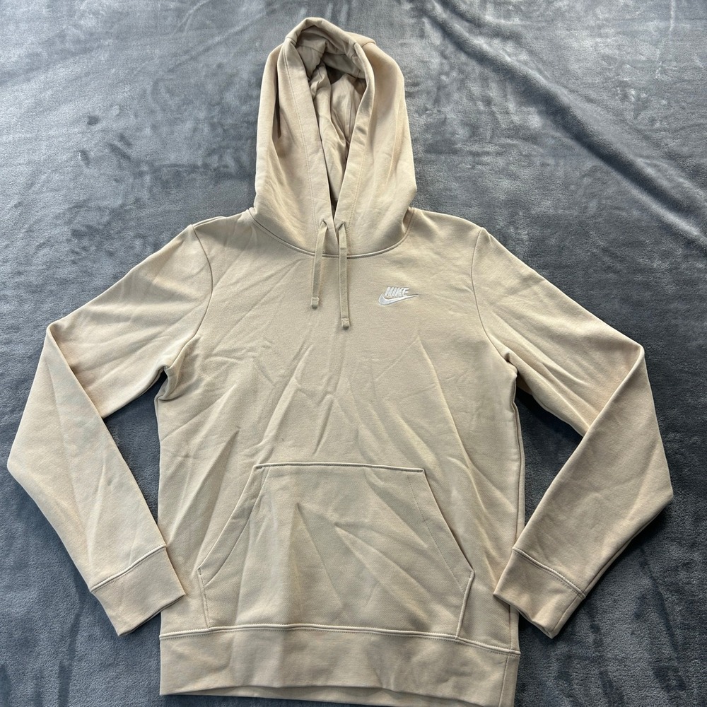 Nike Hoodie XS Tan Beige Women Pullover Cotton Fleece Embroidered Logo Athletic